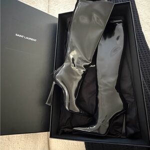 Saint Laurent Glossy Black Heeled Boots